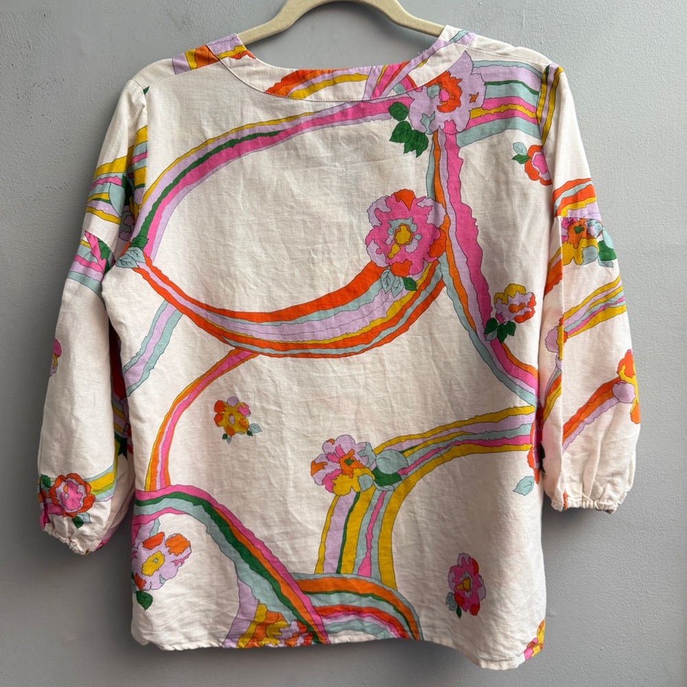 Vilagallo Linen/Cotton Blend Blouse, Size 40/Medium - Picture 5 of 7